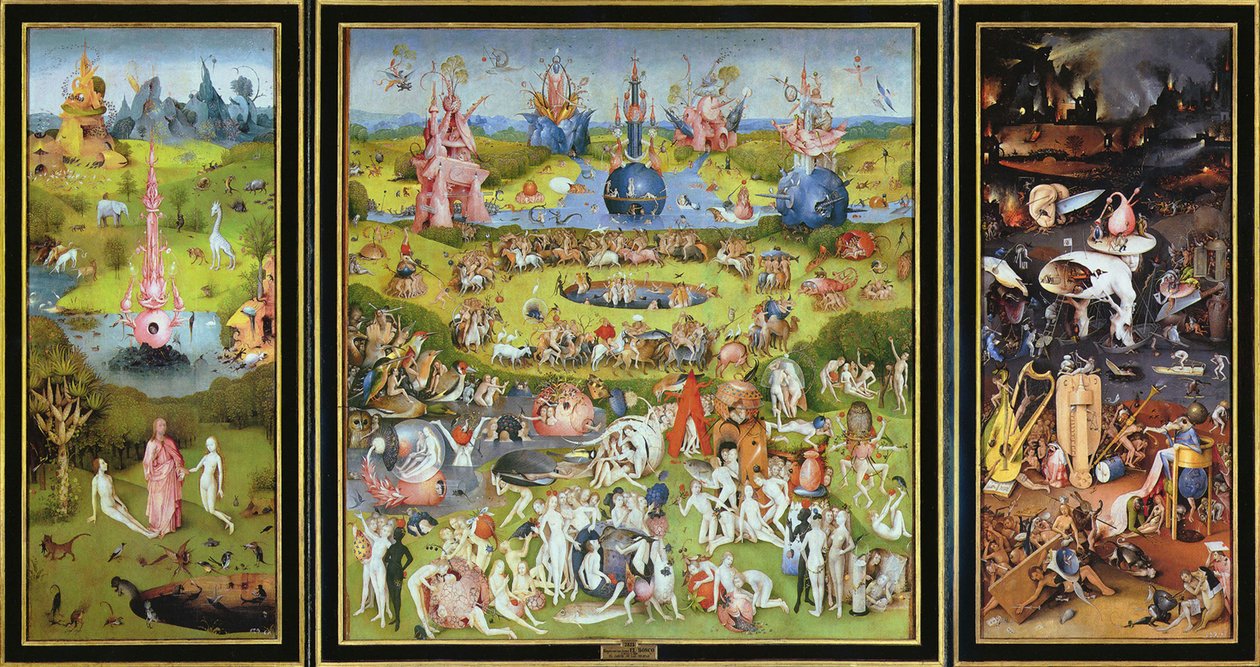 A földi gyönyörök kertje, 1500-as évek. alkotó: Hieronymus Bosch