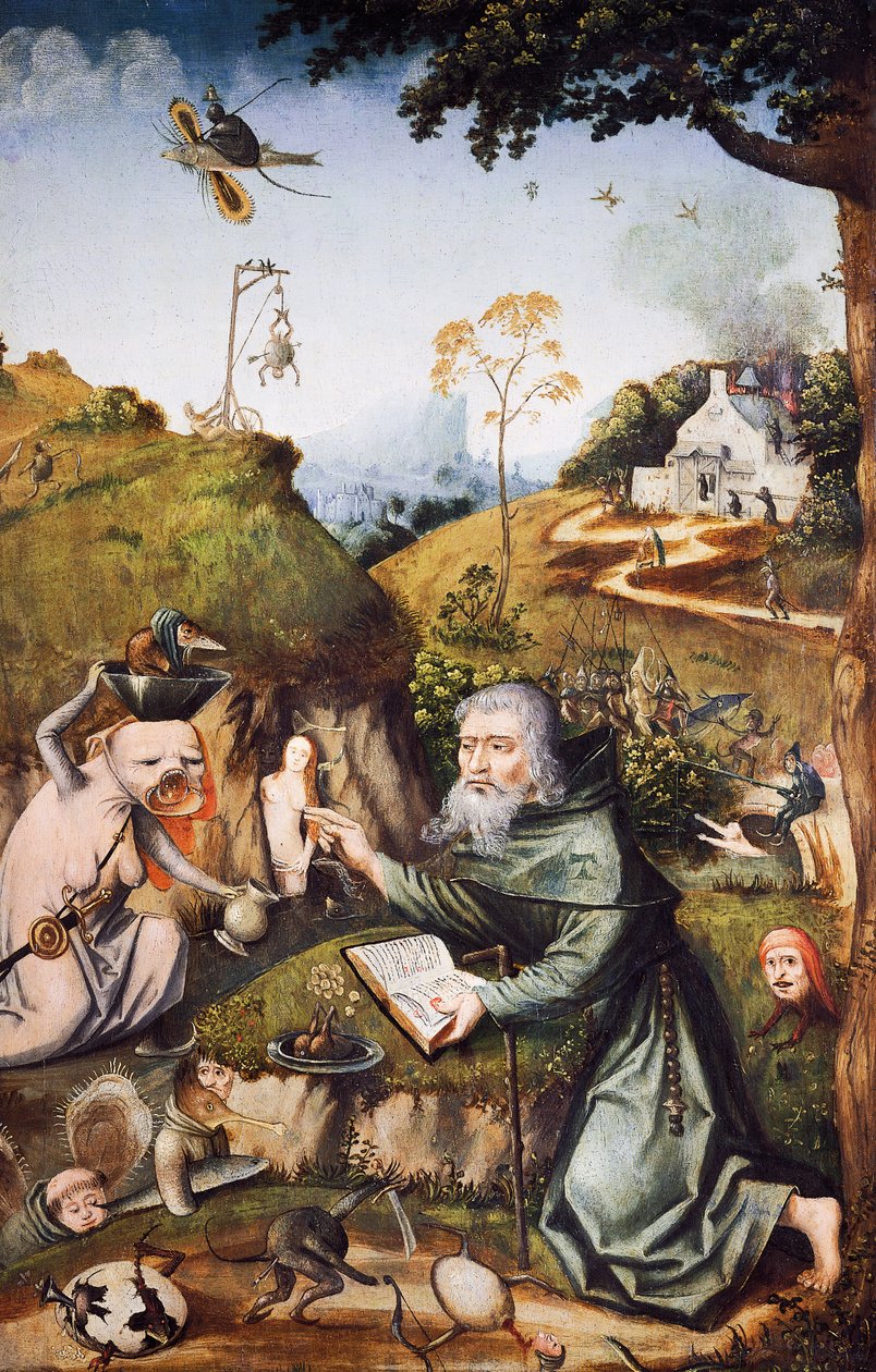 Szent Antal megkísértése, Hieronymus Bosch (kb. 1450-1516), olajtábla. Hollandia alkotó: Hieronymus Bosch
