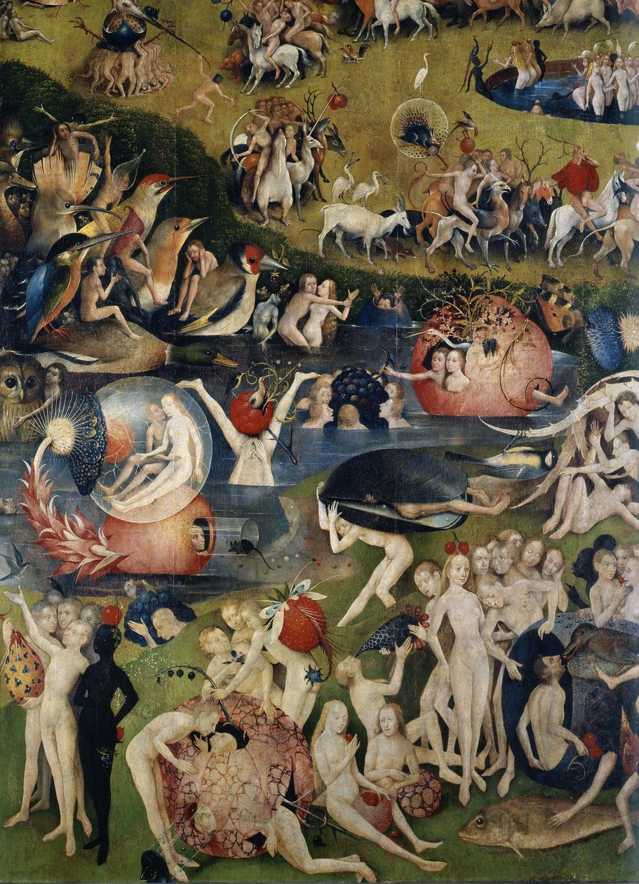 A finomságok kertje. Részlet a triptichon központi részének alkotó: Hieronymus Bosch