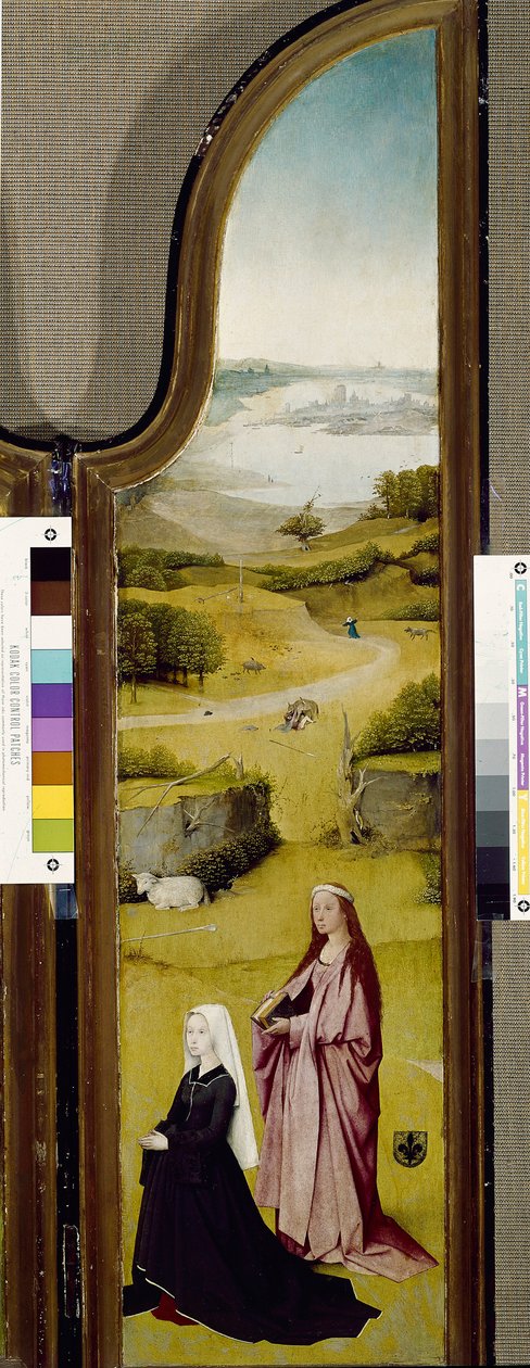 Vízkereszt triptichonja Római Szent Ágnessel és adományozóval (olaj a táblán alkotó: Hieronymus Bosch