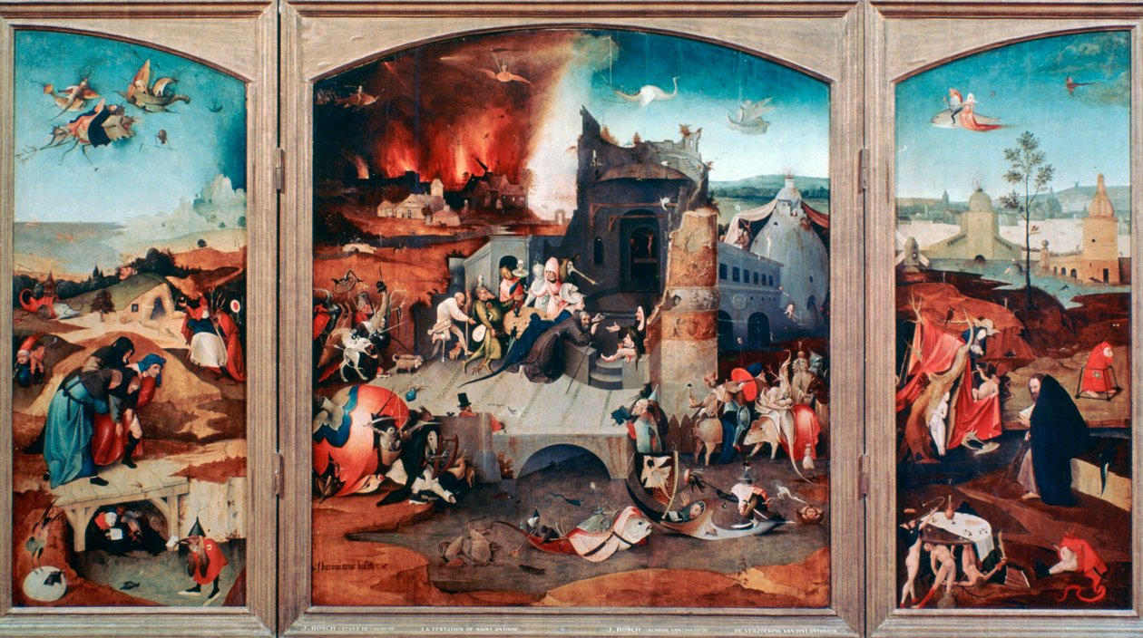 Szent Antal megkísértésének triptichonja, c1480-1516 alkotó: Hieronymus Bosch