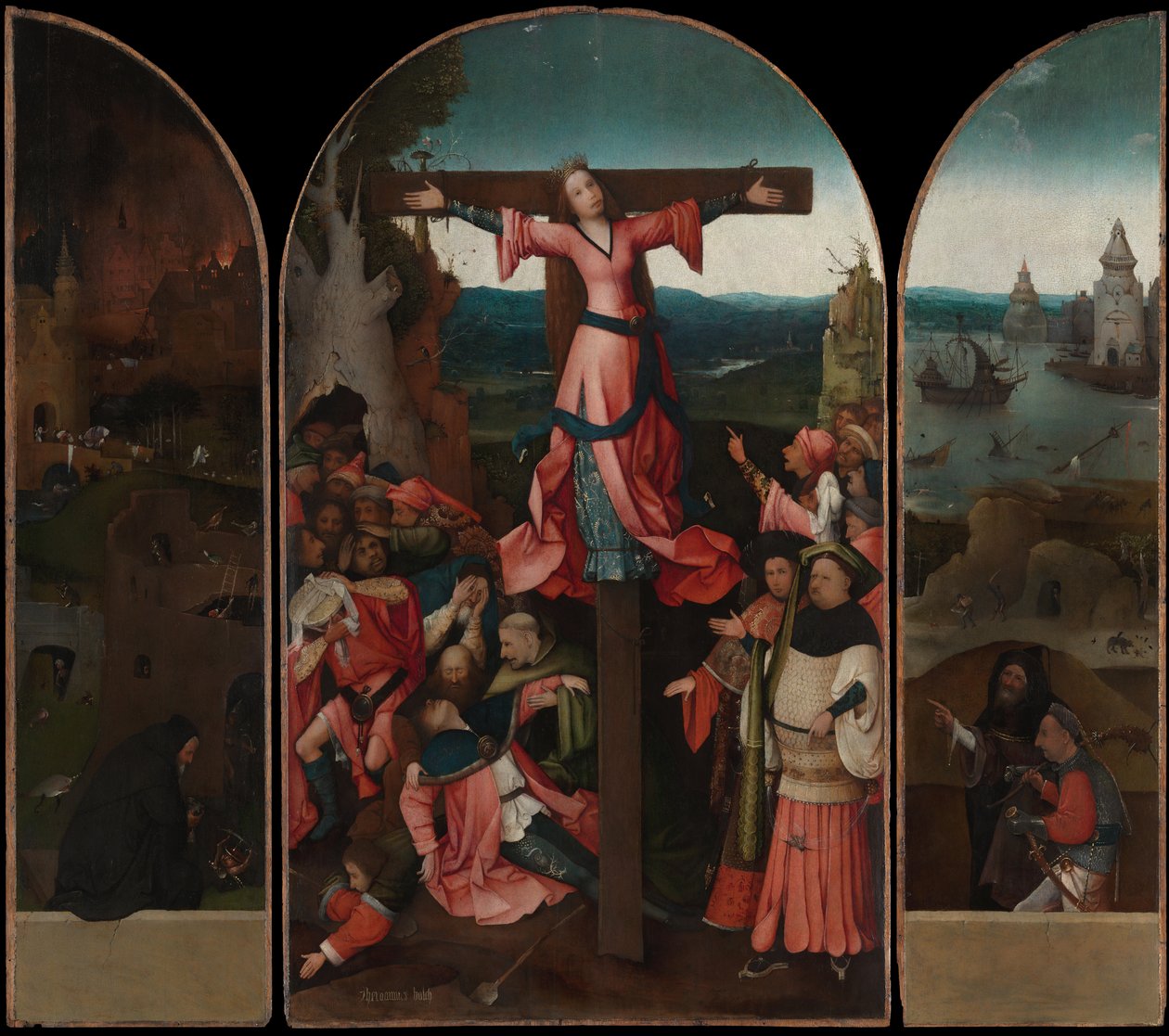 A keresztre feszített vértanú triptichonja alkotó: Hieronymus Bosch