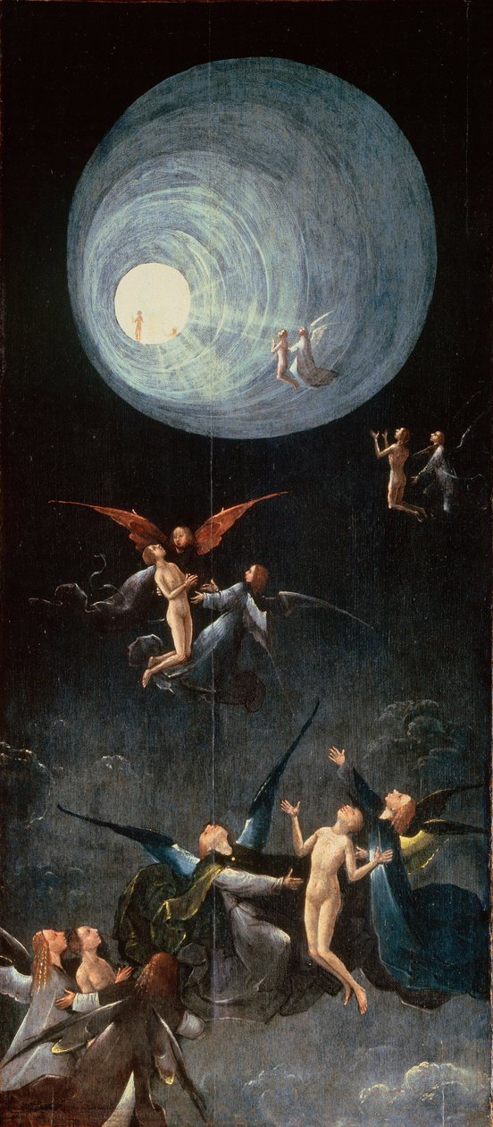 les ames bienheureuses. Le Paradis – Felemelkedés a mennybe. Forró: Négy látomás a túlvilágról par Bosch, Hieronymus (kb. 1450-1516). Olaj, fa, méret: 88,8x39,9, kb 1490-1510, Palazzo Grimani, Velence alkotó: Hieronymus Bosch