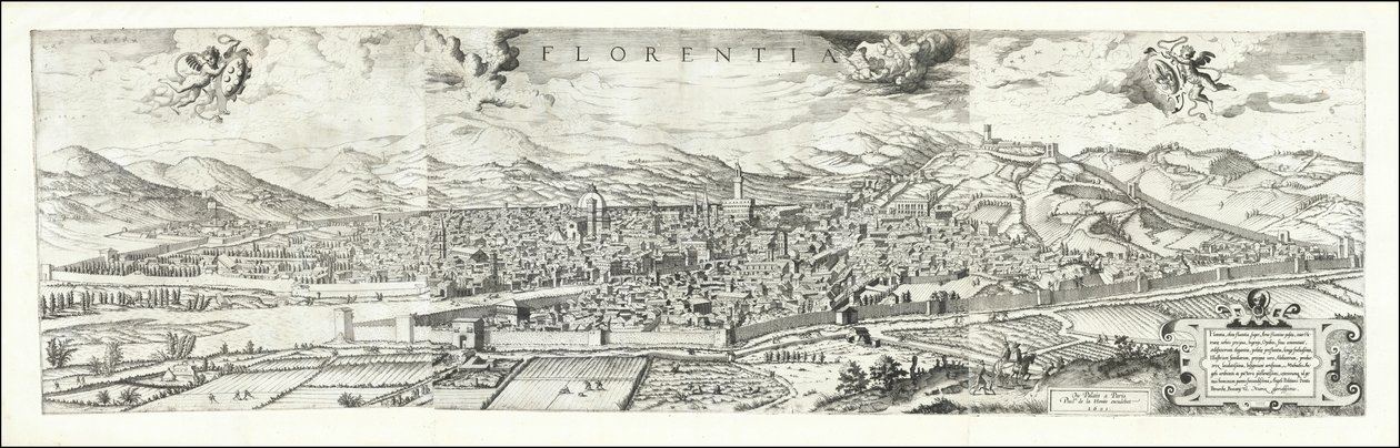 Hieronymus Cock 1557-es firenzei látképe, 1601-ben Paul van der Houve kiadta. alkotó: Hieronymus Cock