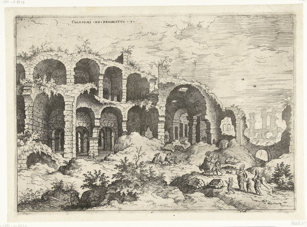A római Colosseum harmadik képe Colossi a kilátásba vs (cím az objektumon) Római romok (sorozat címe) alkotó: Hieronymus Cock