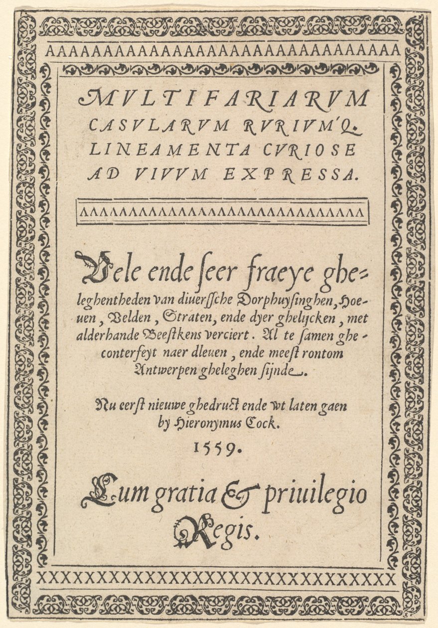 A „Multifariarum Casularum” címlapja alkotó: Hieronymus Cock