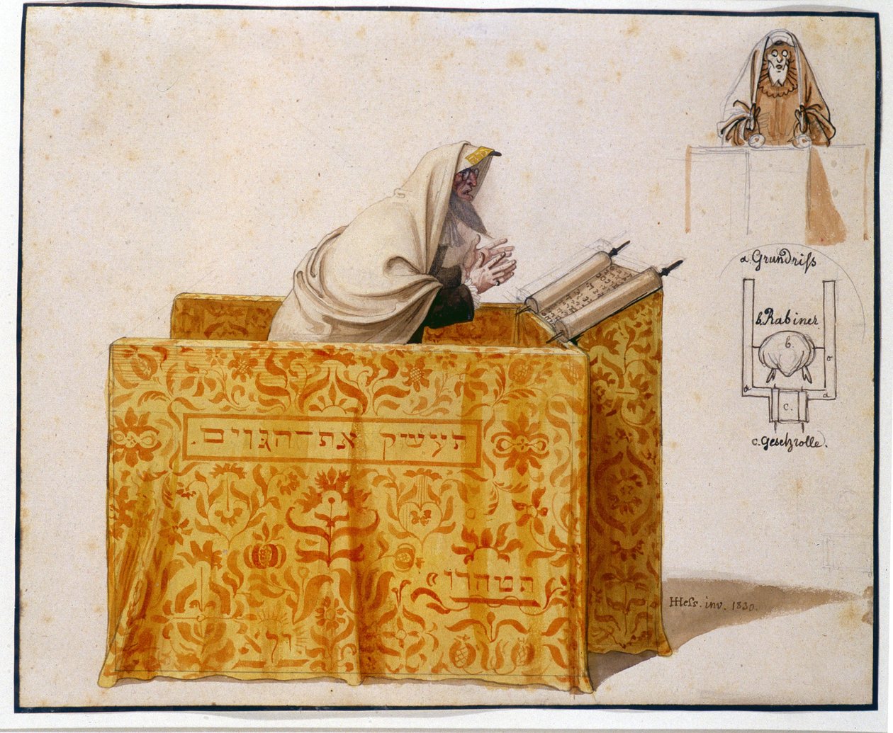 Egy rabbi a zsinagógában, 1830 alkotó: Hieronymus Hess