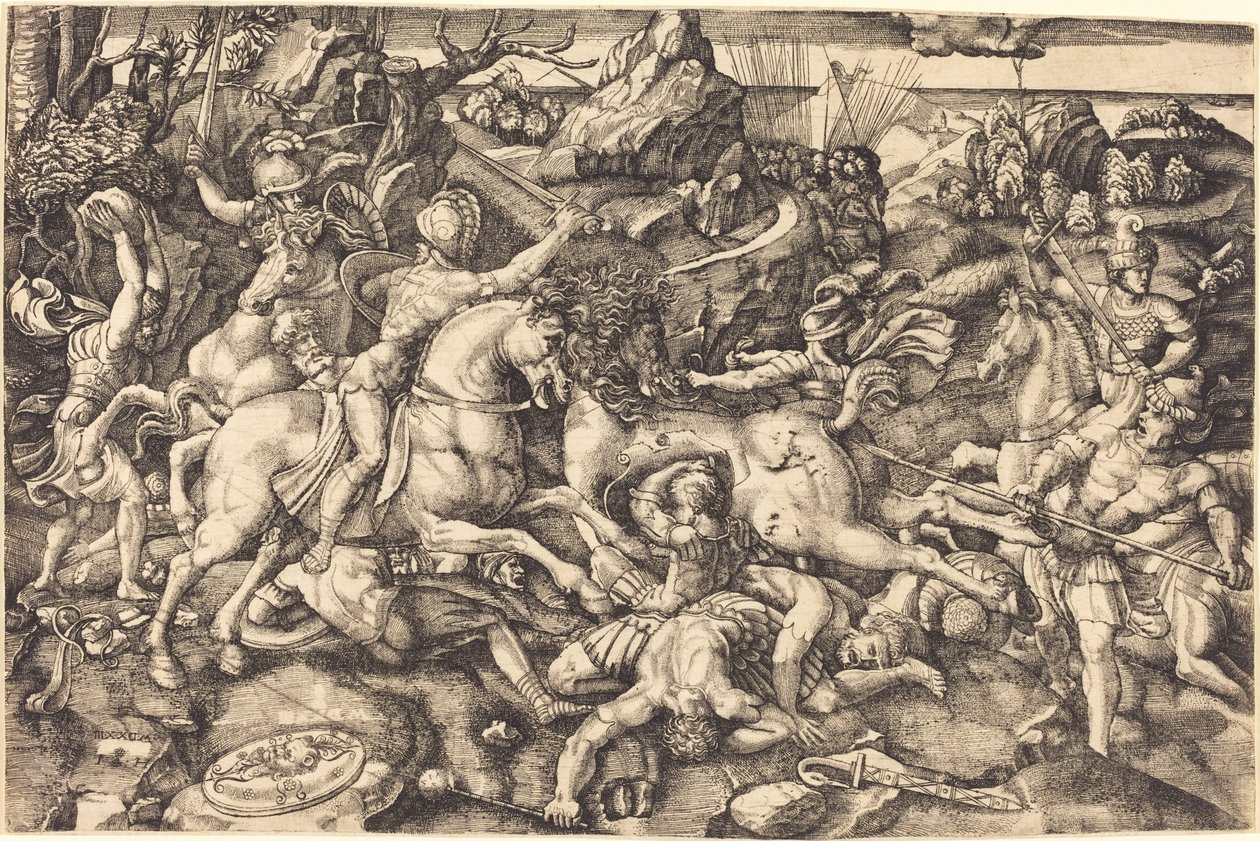 Harc lovasok és gyalogos katonák között alkotó: Hieronymus Hopfer after Raphael