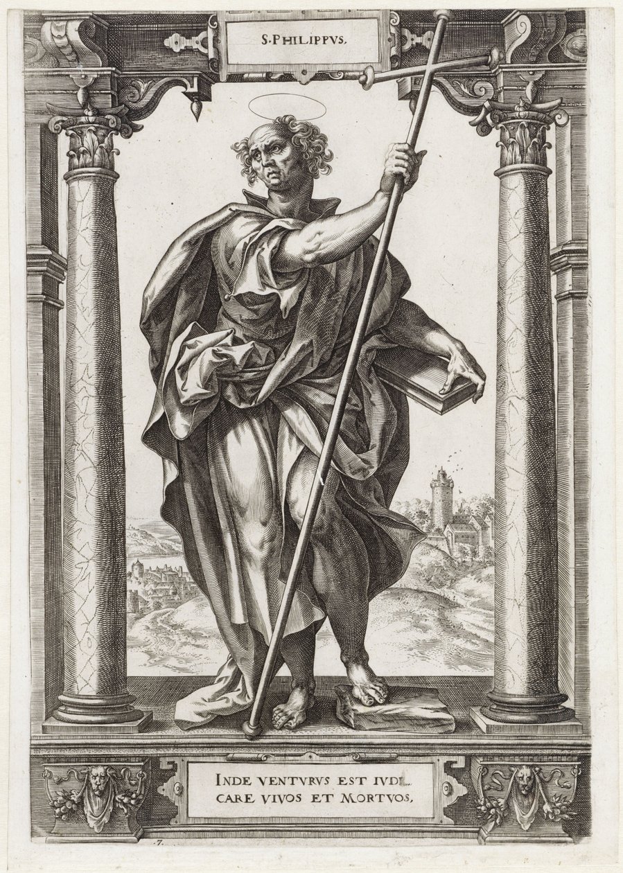 Szent Fülöp S. Philippvs (cím az objektumon) Krisztus és a tizenkét apostol, valamint Szent Pál (sorozat címe) alkotó: Hieronymus Wierix