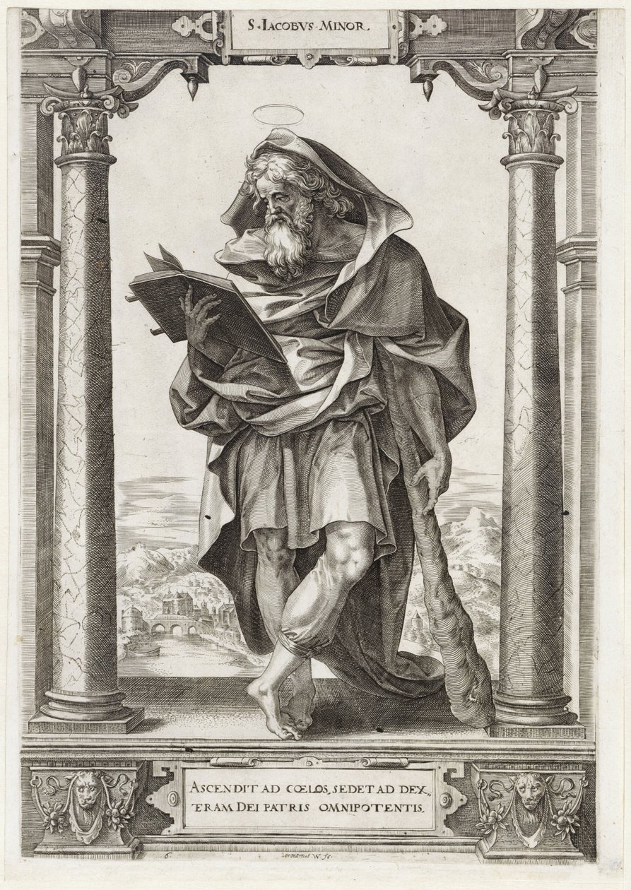 Kisebb Szent Jakab S. Iacobvs Minor (cím a tárgyon) Krisztus és a tizenkét apostol, valamint Szent Pál (sorozat címe) alkotó: Hieronymus Wierix