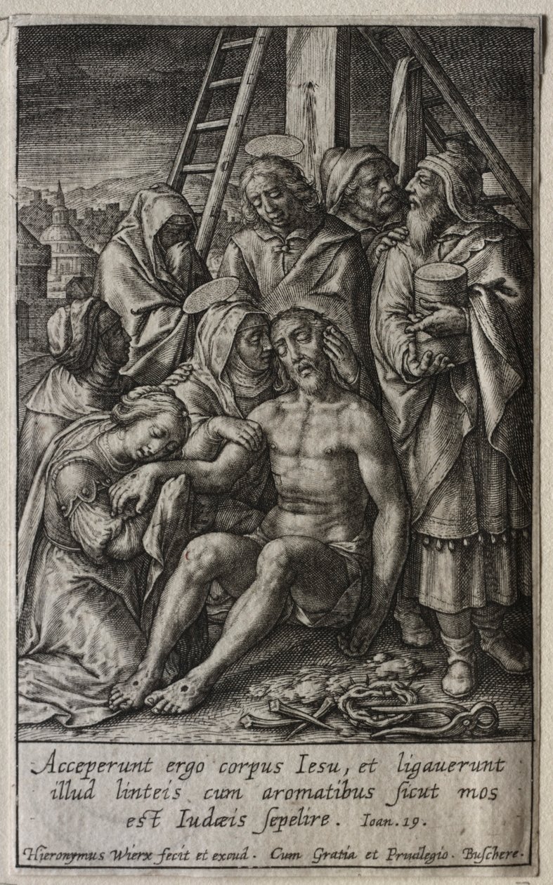 A passió: lerakodás a keresztről. alkotó: Hieronymus or Jerome Wierix