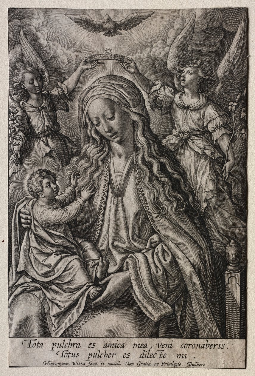 Két angyal által megkoronázott szűz. alkotó: Hieronymus or Jerome Wierix