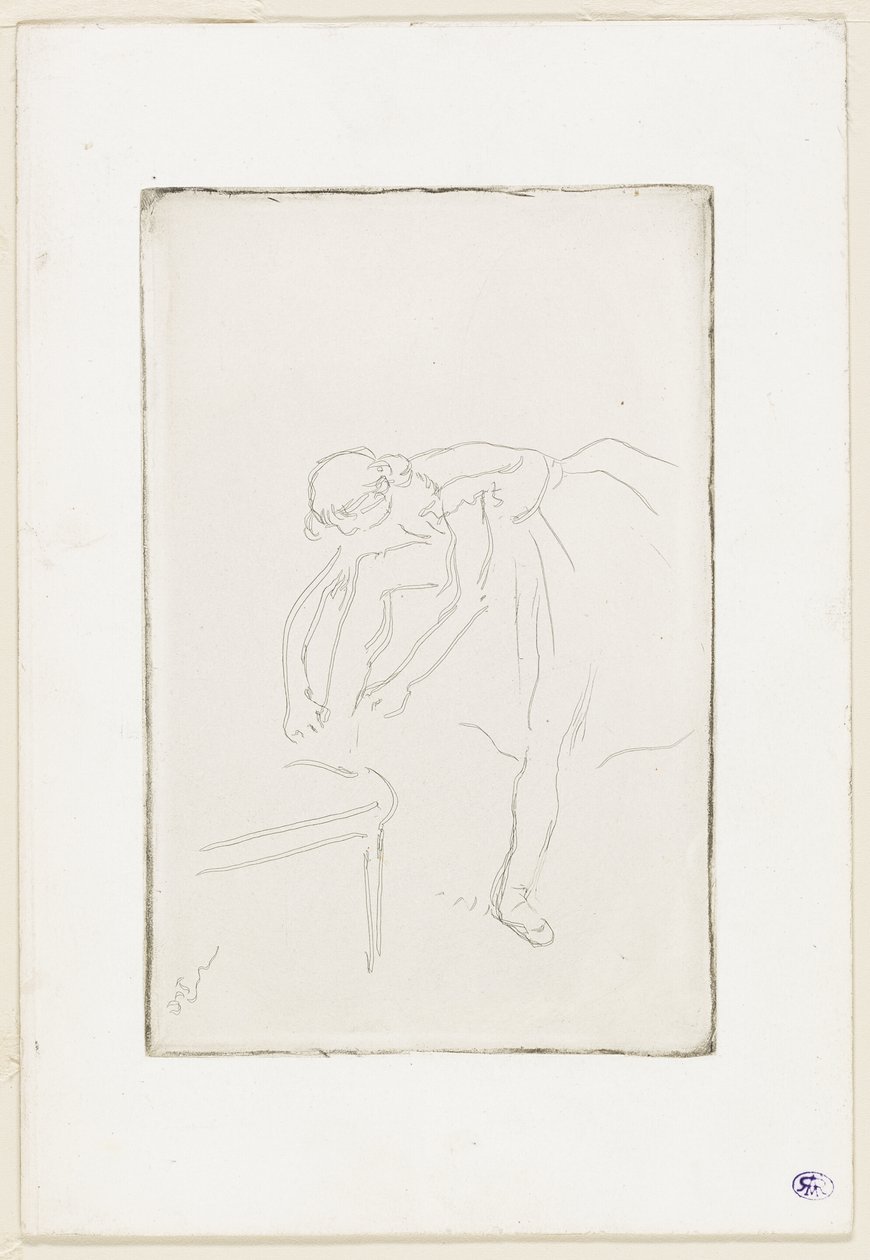 Táncosnő cipőt húz a cipőjére alkotó: Hilaire Germain Edgar Degas