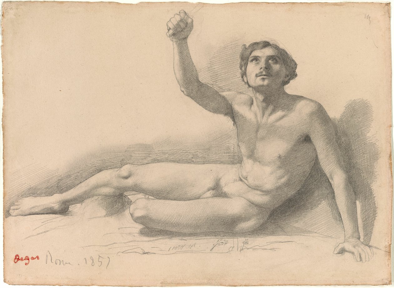 Tanulmány egy férfi aktról alkotó: Hilaire Germain Edgar Degas