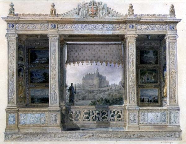 A Chatillon-Coligny-Montmorency kastély, 1820 körül (akvarell, papír) alkotó: Hilaire Thierry