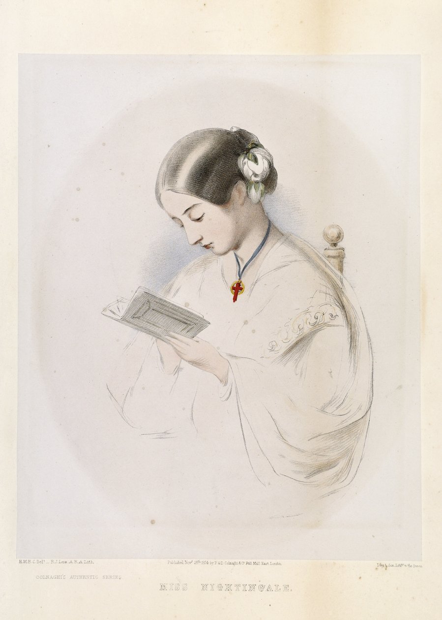 Florence Nightingale, metszett R.J. Lane, kocsma. 1854-ben alkotó: Hilary Bonham-Carter