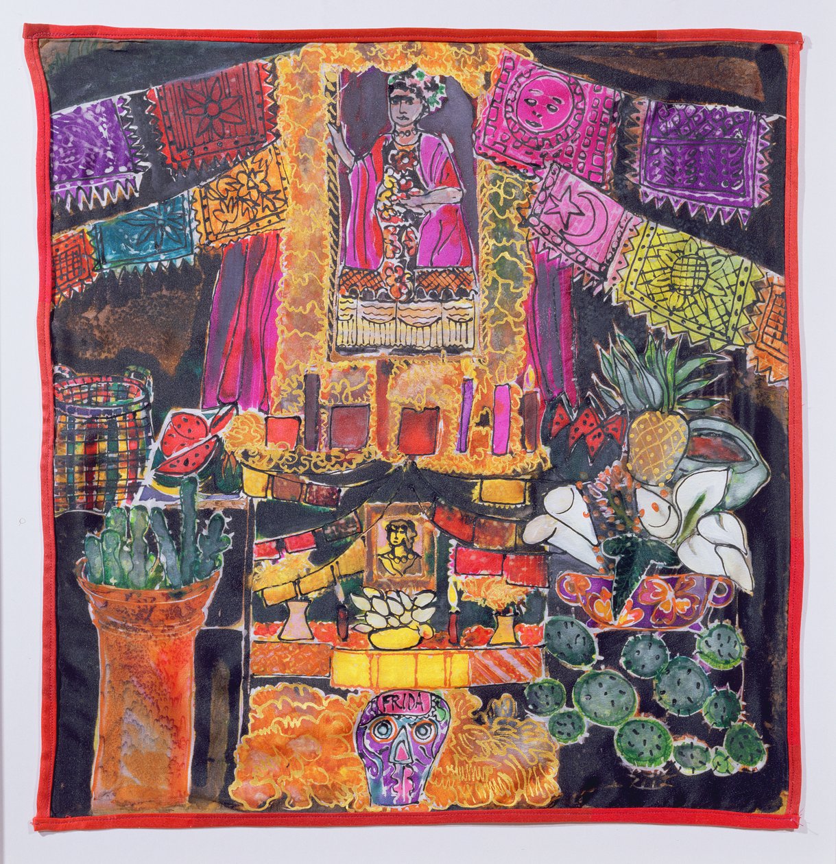 Frida Kahlo (1910-54) Shrine, 2005 (festékek selyemen) alkotó: Hilary Simon