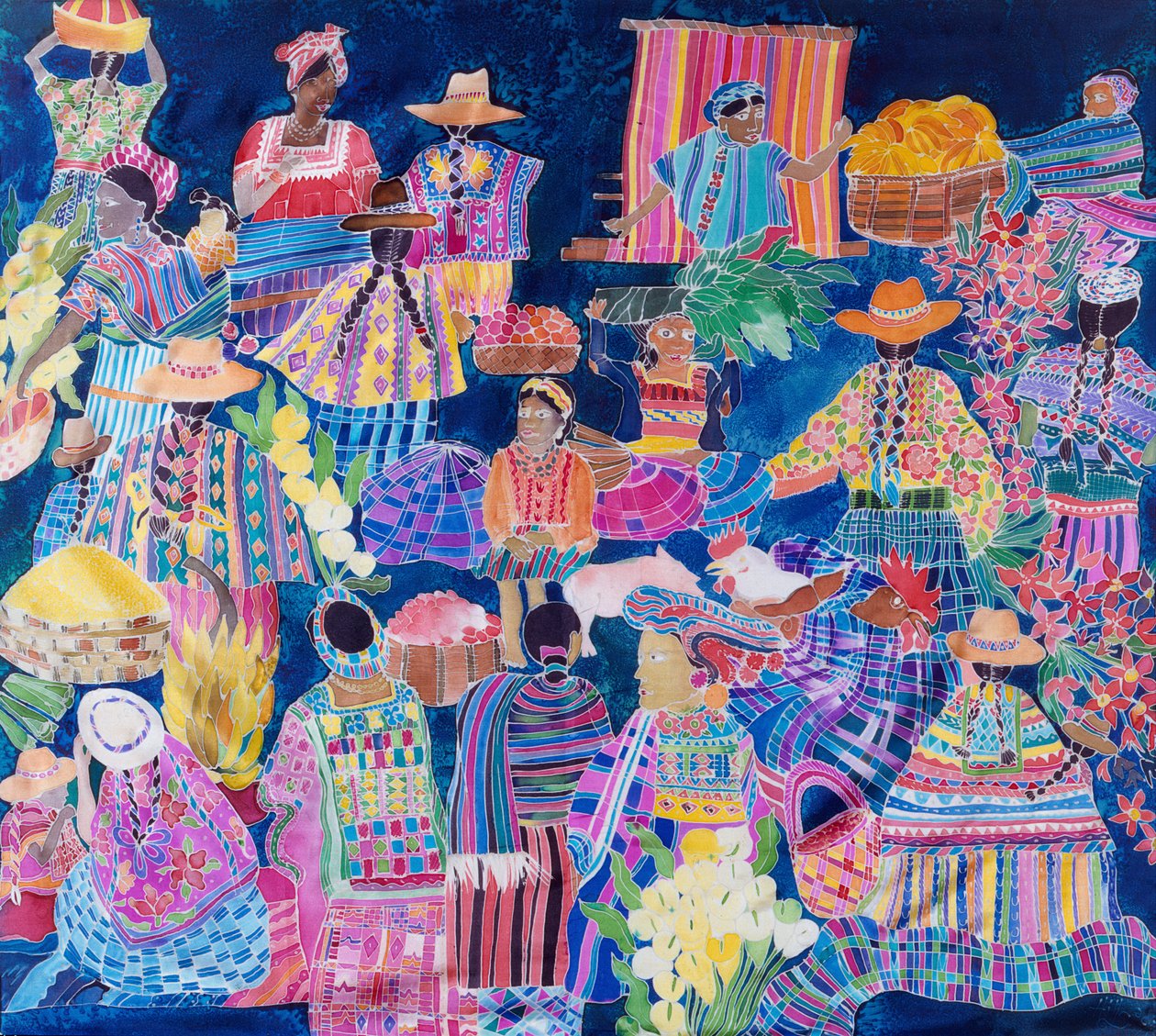 Guatemala Impressions (színes tinta selyemre) alkotó: Hilary Simon