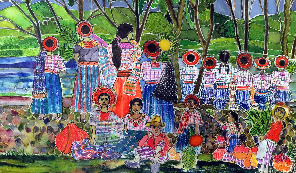 Atitlan-tó, 2005 (festékek selyemen) alkotó: Hilary Simon