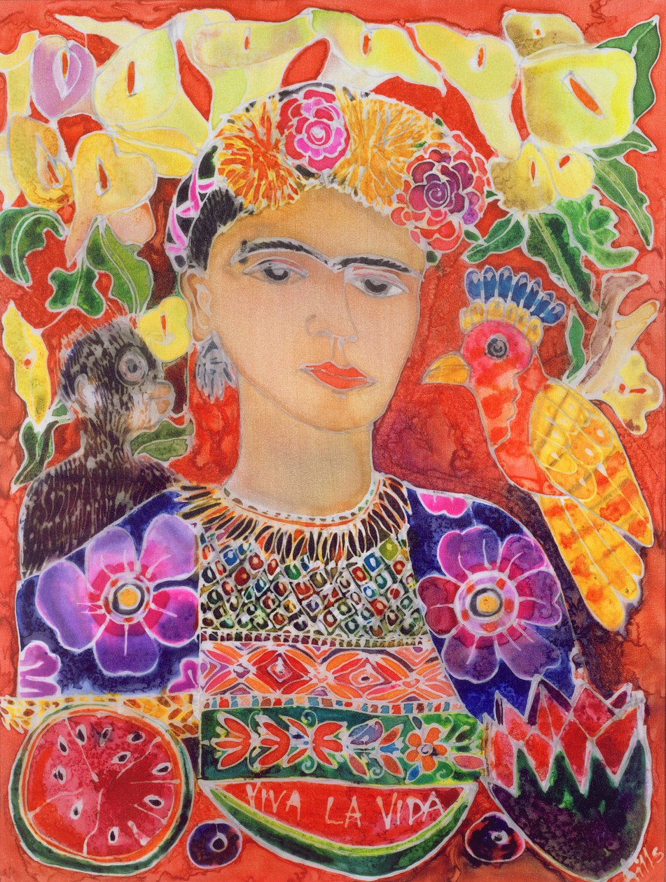 Tisztelet Frida Kahlonak, 2002 (színes tinta selyemre) alkotó: Hilary Simon