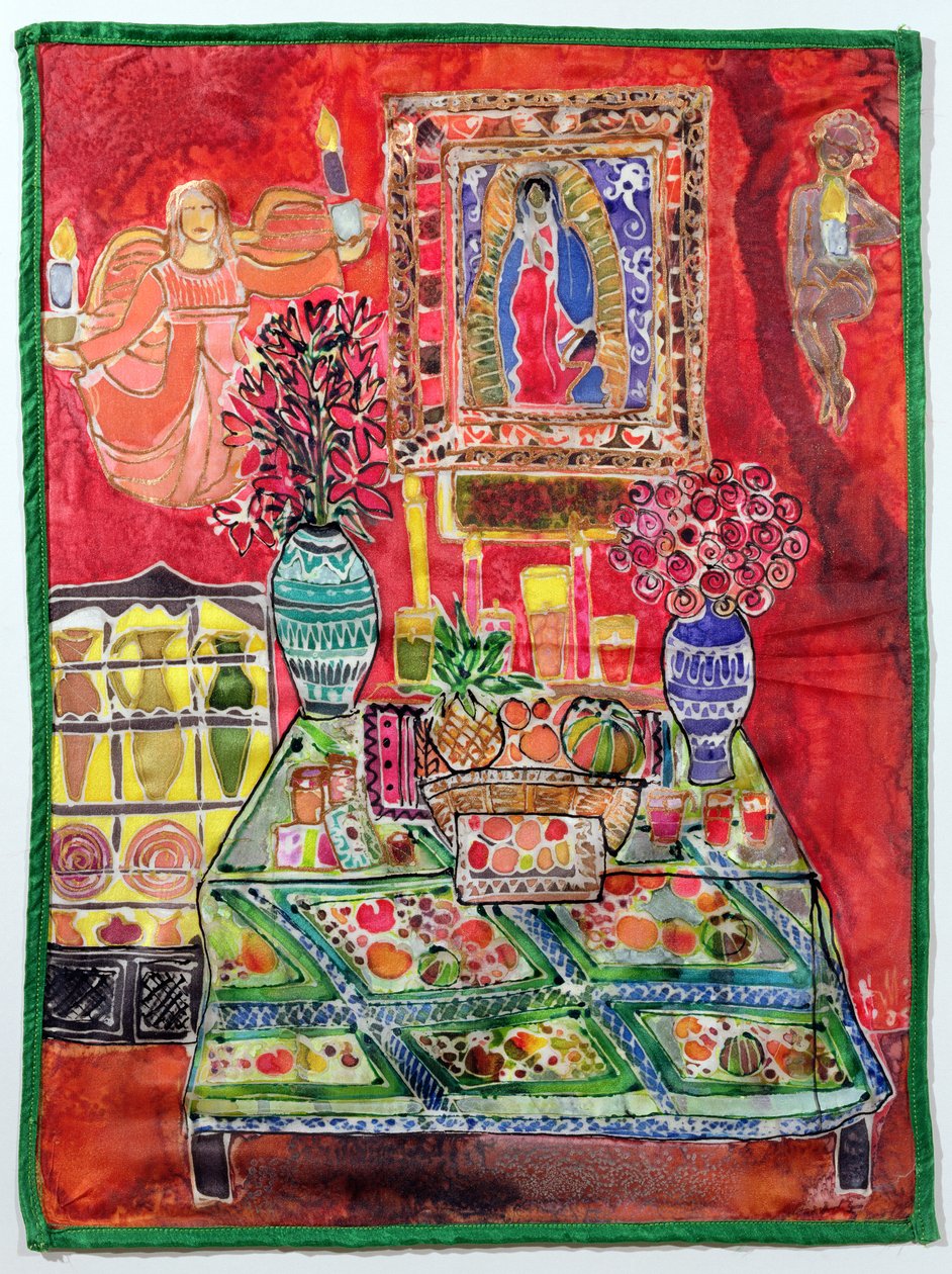 Guadalupe-i Szűz, 2005 (festékek selyemre) alkotó: Hilary Simon