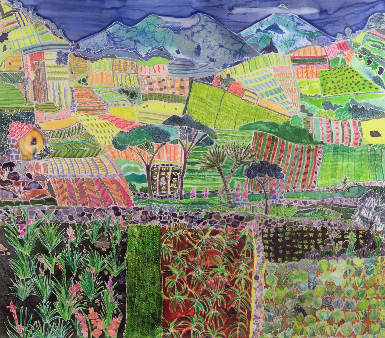 Cabbages and Lillies Revisited, Guatemala, 2006 (festékek selyemen) alkotó: Hilary Simon