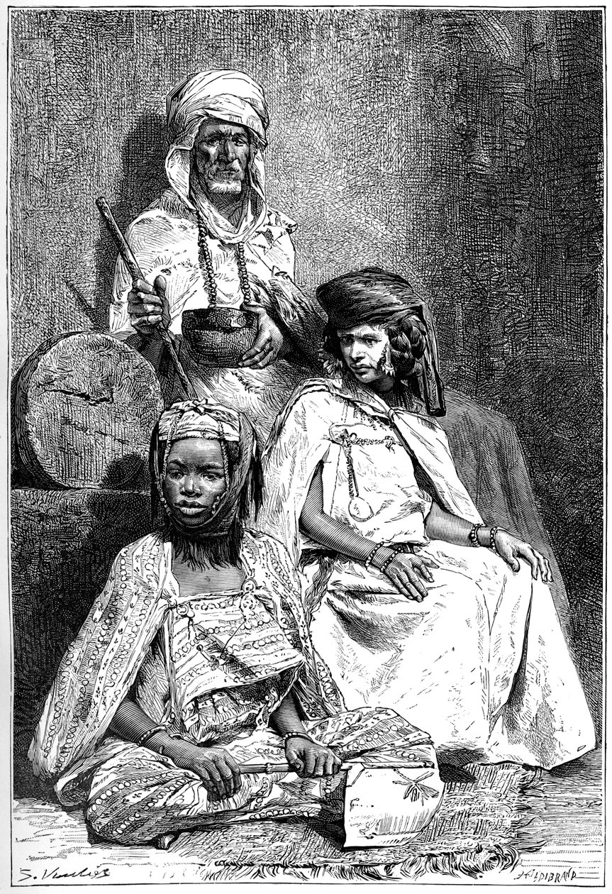 Arab koldus, Biskra és El-kantra nők, 1890 körül alkotó: Hildibrand