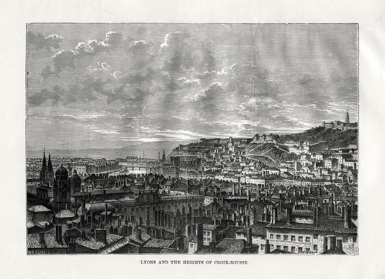 Lyon és Croix-Rousse magaslatai, Franciaország, 1879 alkotó: Hildibrand