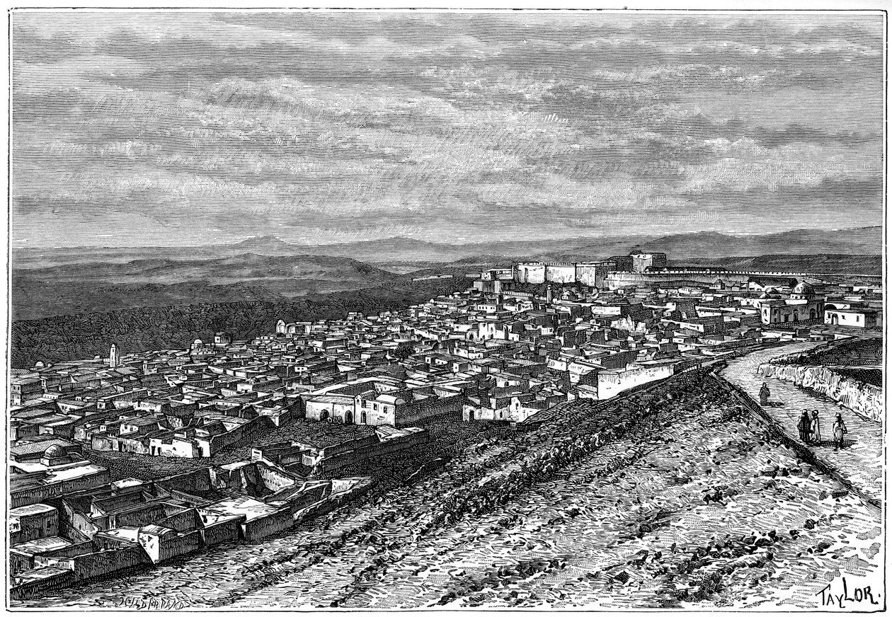 Kilátás El Kefre, Tunézia, 1890 alkotó: Hildibrand