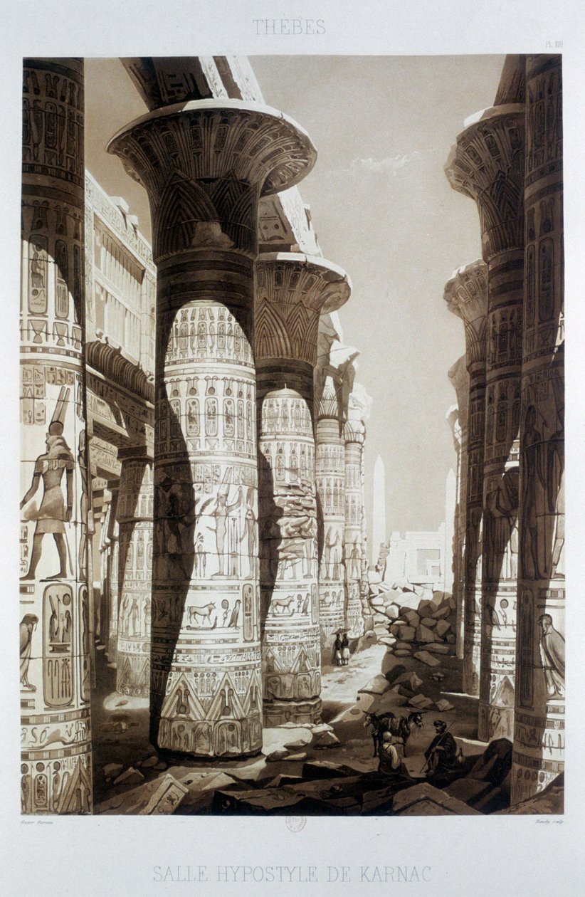 "Hypostyle Hall, Théba, Karnak", Egyiptom, 1841 alkotó: Himely