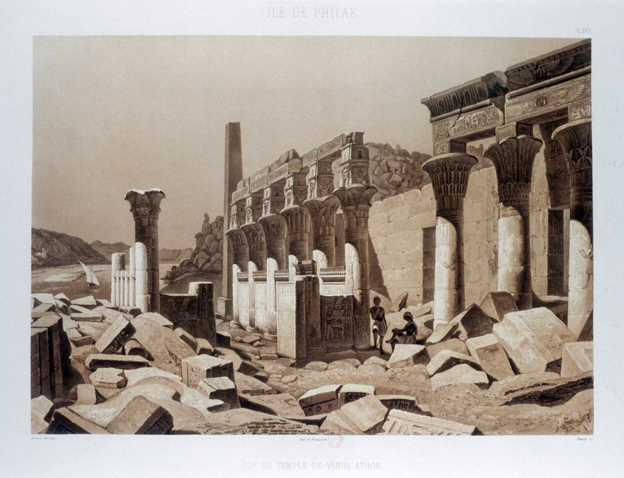 "Vénusz Athor temploma, Philae szigete", Egyiptom, 1841 alkotó: Himely
