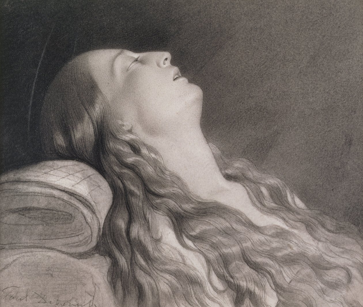 Louise Vernet a halálos ágyán (grafit papíron) alkotó: Hippolyte Delaroche