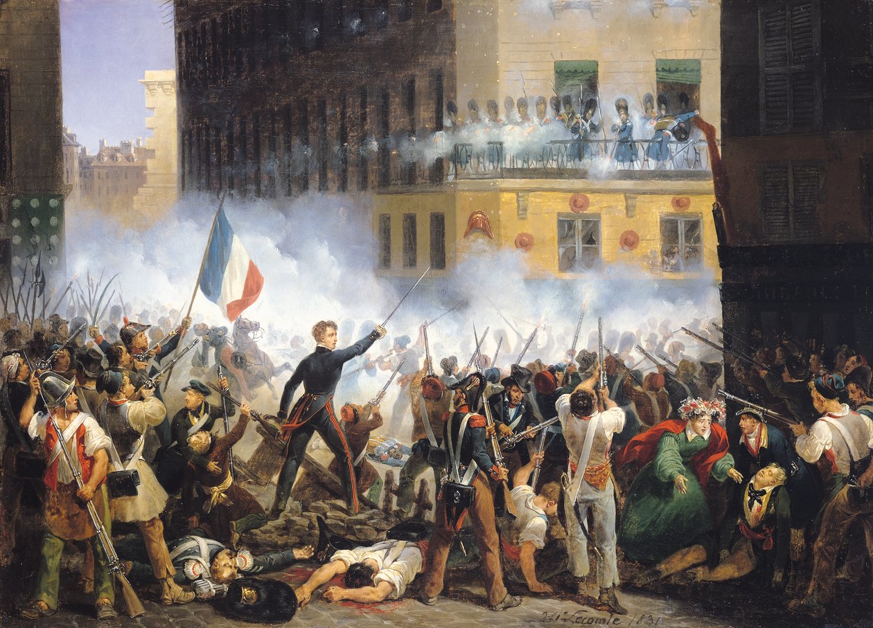 Csata a rue de Rohanban, 1830. július 28., 1831 alkotó: Hippolyte Lecomte