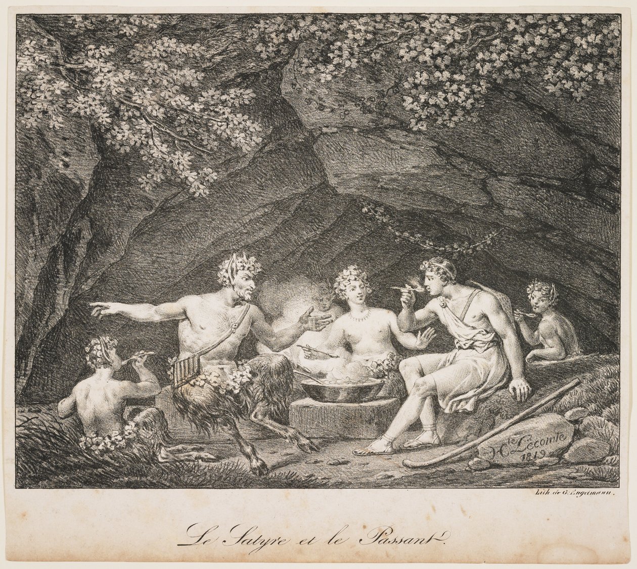A szatír és a járókelő, 1819 alkotó: Hippolyte Lecomte