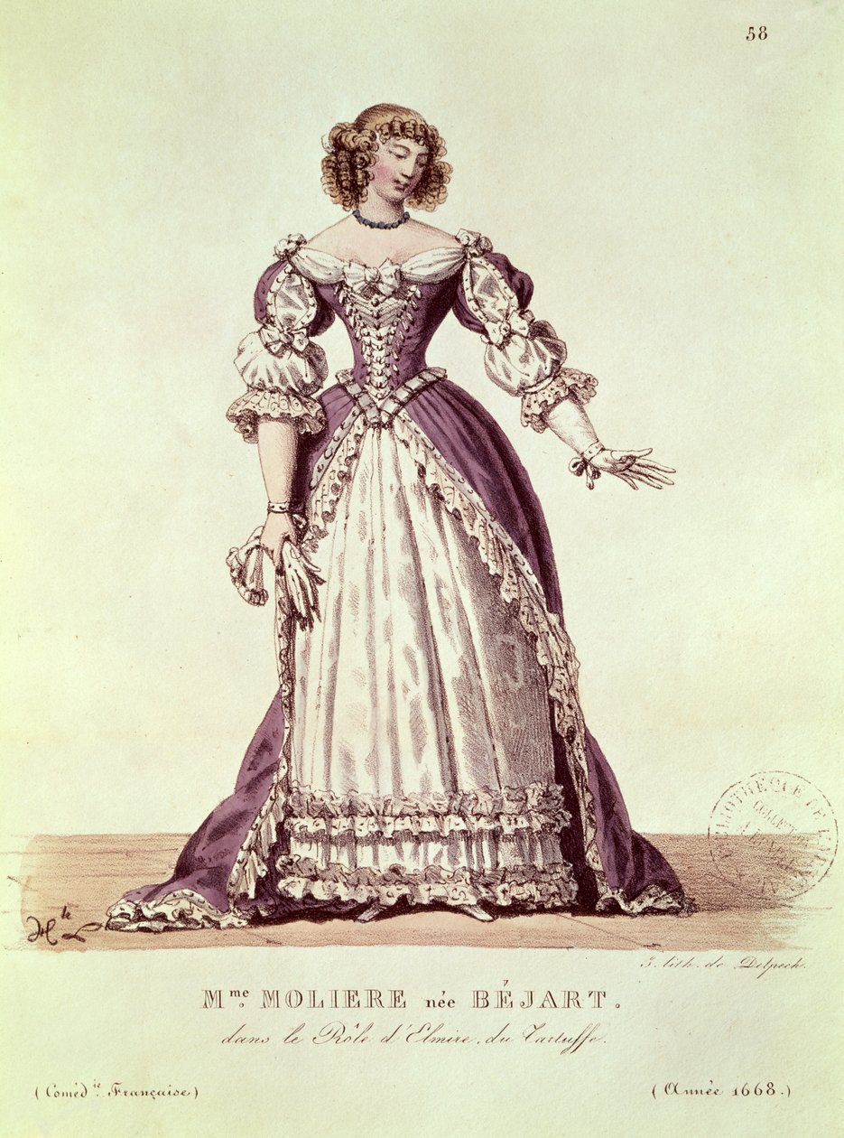Madame Moliere, szül.: Armande Bejart (1642-1700) Elmire szerepében Moliere „Le Tartuffe” című művében (1622-73) alkotó: Hippolyte Lecomte