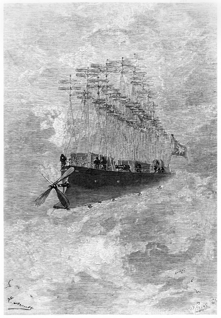 Az albatrosz, illusztráció Jules Verne (1828-1905) "Robur le Conquerant" című művéből, Párizs, Hetzel, 1886. alkotó: Hippolyte Leon Benett