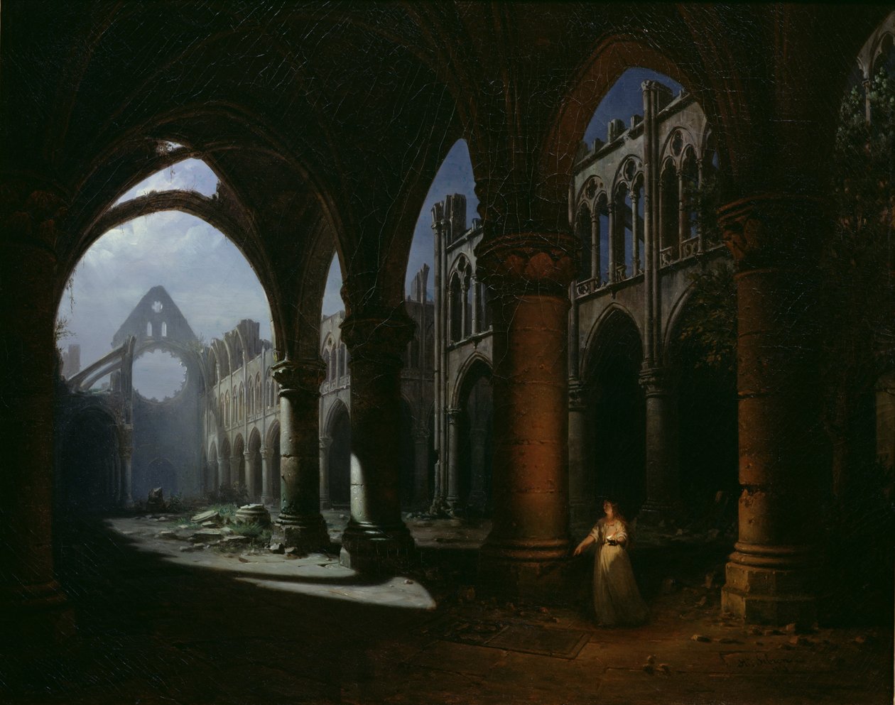 Egy romos apátság belseje, 1848 alkotó: Hippolyte Victor Valentin Sebron