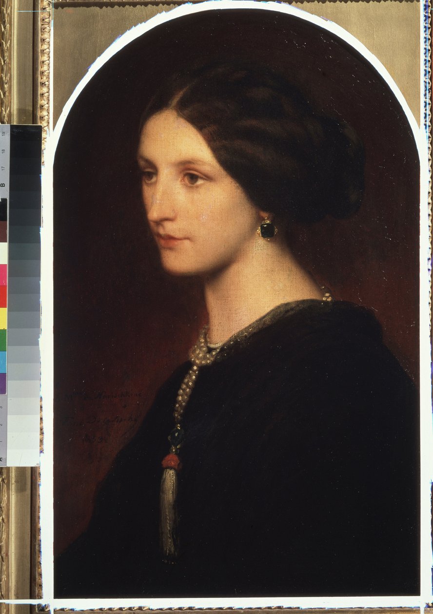 ""Sophie Shuvaloff (Shuvalov vagy Shuvalova) grófnő portréja"" Fiatal arisztokrata portréja, gyöngy nyaklánc a nyakában. Paul Hippolyte Delaroche (1797-1856) festménye 1853 Moszkva, Puskin Szépművészeti Múzeum alkotó: Hippolyte Delaroche