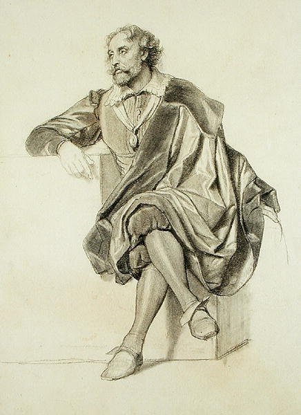 Tanulmány Peter Paul Rubens (1577-1640) portréjához (ceruza és szén papíron) alkotó: Paul Delaroche