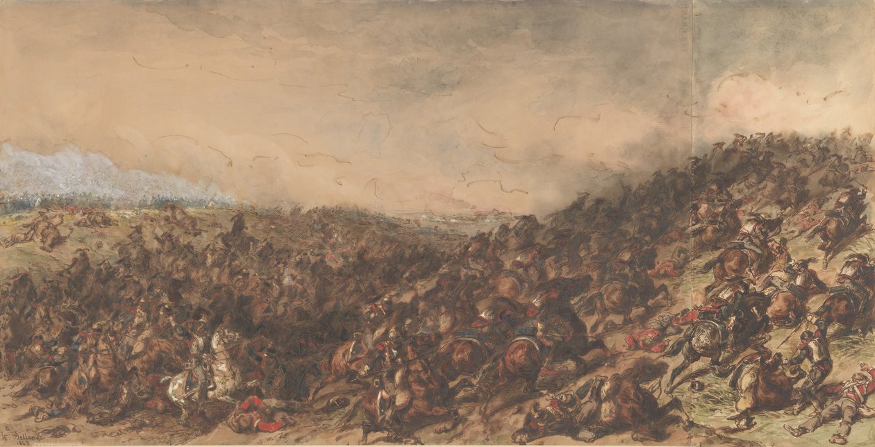 Waterloo csatajelenet, 1815-66. alkotó: Hippolyte Bellange