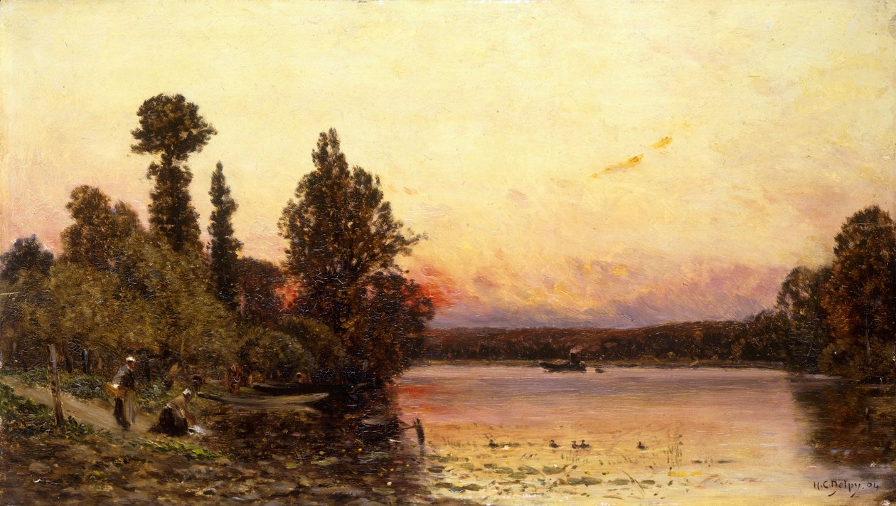 Naplemente, A folyó szélén, 1904 alkotó: Hippolyte Camille Delpy