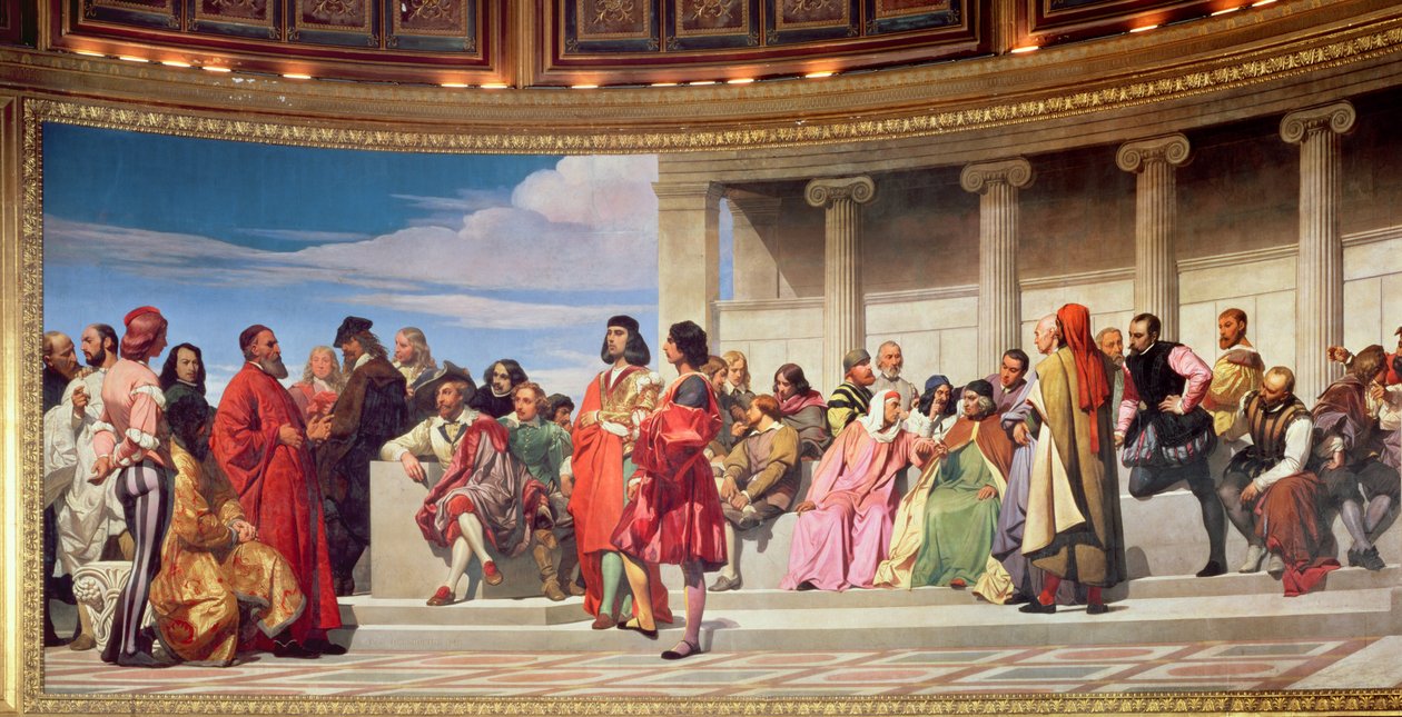 Hemicycle: Művészek minden korban, részlet a bal oldalon, 1836-41 freskó lásd még 83554 és 83555 alkotó: Hippolyte Delaroche