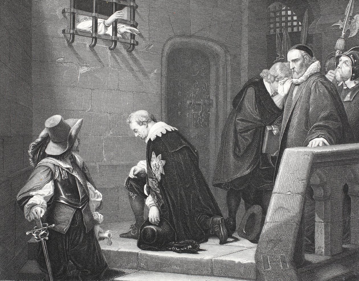 Lord Strafford a kivégzés felé vezető úton, A.H. Payne metszete alkotó: Hippolyte Delaroche