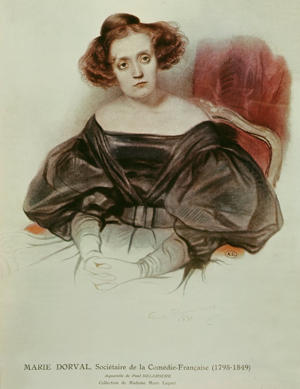 Marie Dorval (1798-1849) jelmezben, 1831 (wc papíron) alkotó: Hippolyte Delaroche