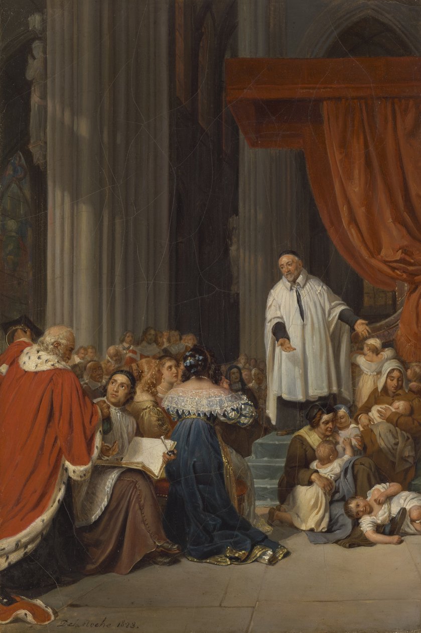 Saint Vincent de Paul prédikál XIII. Lajos udvarában az elhagyott gyermekek nevében, 1823 alkotó: Hippolyte Delaroche