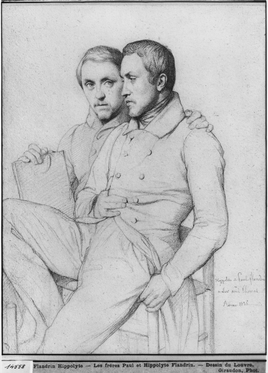 Hippolyte és Paul Flandrin kettős portréja, 1835 (fekete ólom papíron) alkotó: Hippolyte Flandrin