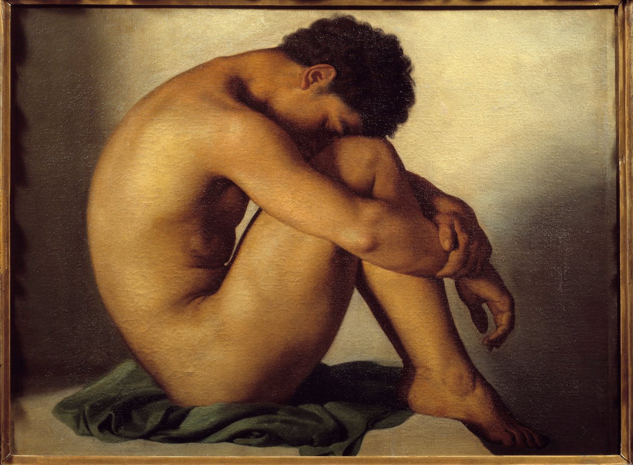Tanulmány a meztelen fiatalemberről Hypolithe Flandrin (1809-1864) festménye alkotó: Hippolyte Flandrin