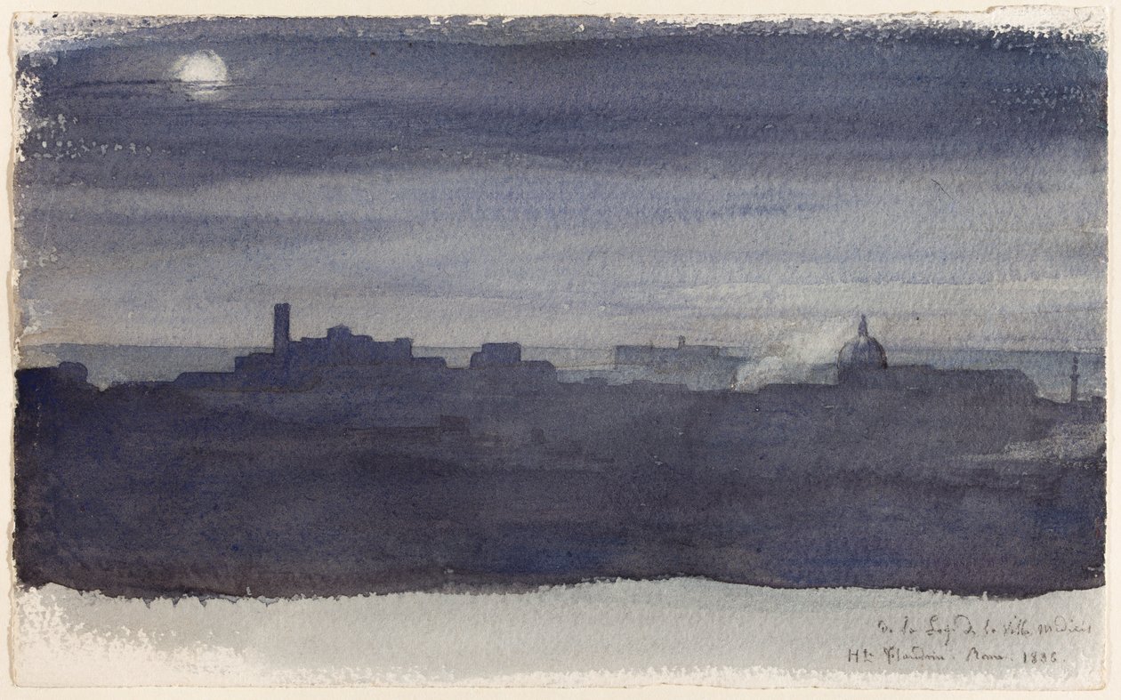 Róma éjszakai látképe alkotó: Hippolyte Flandrin