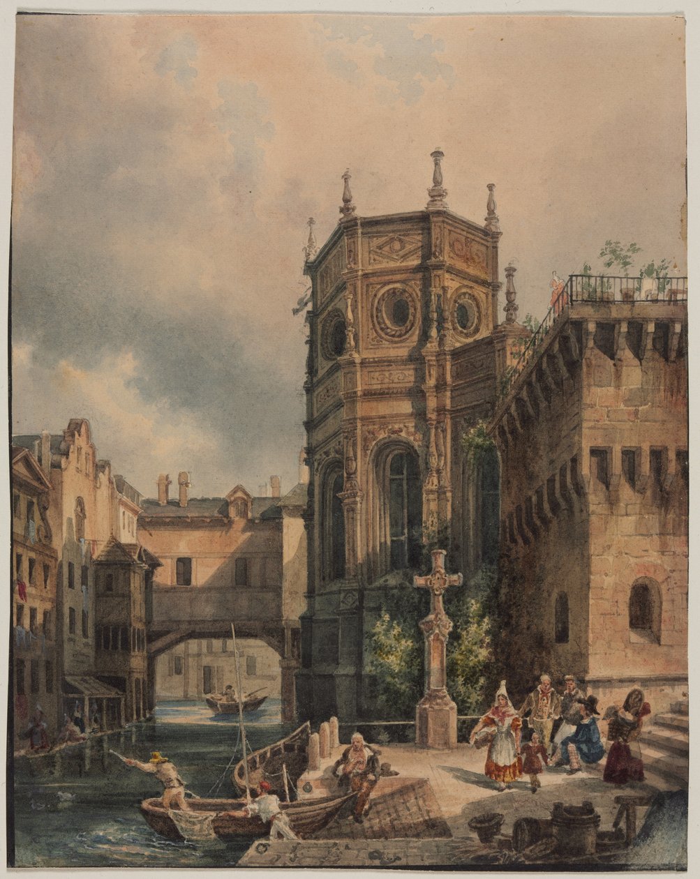 Jelenet a csatornán, 1800-as évek első fele. alkotó: Hippolyte Jean Baptiste Garnerey