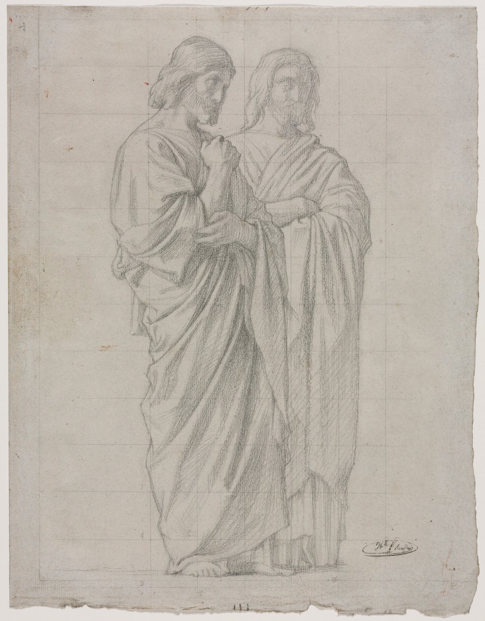 Két álló alak tanulmány az Apostolok Missziója bal oldali részéhez, 1860. alkotó: Hippolyte Jean Flandrin